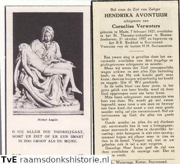 Hendrika Avontuur- Cornelius Verwaters