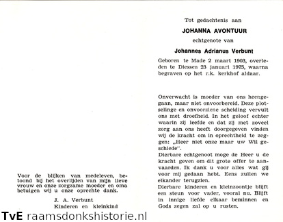 Johanna Avontuur- Johannes Adrianus Verbunt