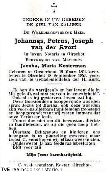 Johannes Josephus Petrus van der Avort- Jacoba Maria Kosterman