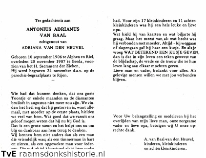 Antonius Adrianus van Baal Adriana van den Heuvel
