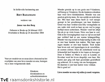 Riet Baelemans Janus van den Berg