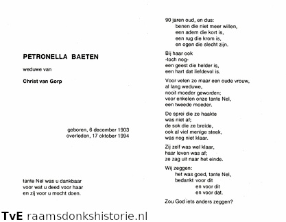 Petronella Baeten Christ van Gorp