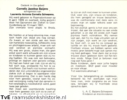 Cornelis Jacobus Baijens Laurentia Antobia Cornelia Scheepens