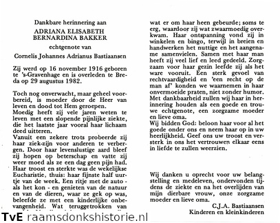 Adriana Elisabeth Bernardina Bakker Cornelis Johannes Adrianus Bastiaansen