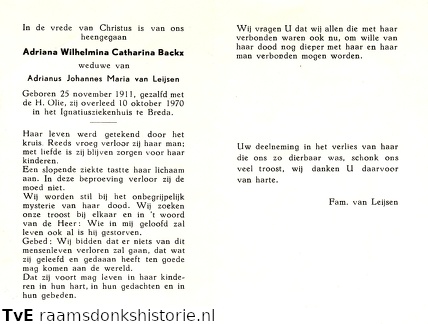 Adriana Wilhelmina Catharina Backx Adrianus Johannes van Leijsen