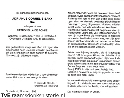 Adrianus Cornelis Bakx Pietronella de Ronde