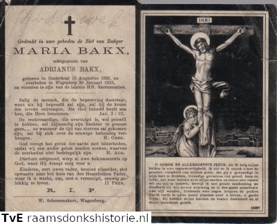 Maria Bakx Adrianus Bakx
