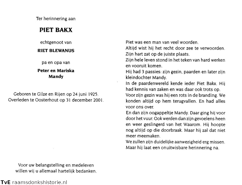 Piet Bakx Riet Blewanus