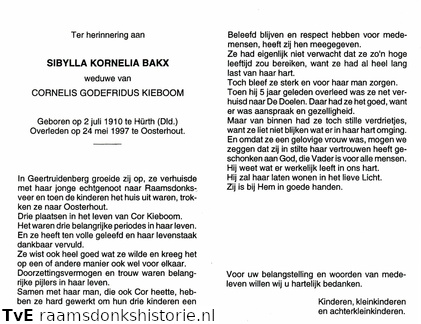 Sybilla Kornelia Bakx Cornelis Godefridus Kieboom