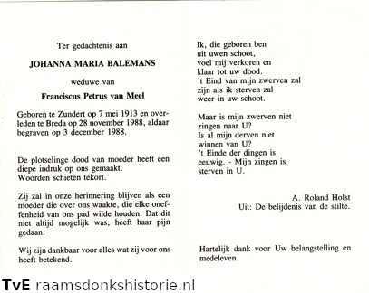 Johanna Maria Balemans Franciscus Petrus van Meel
