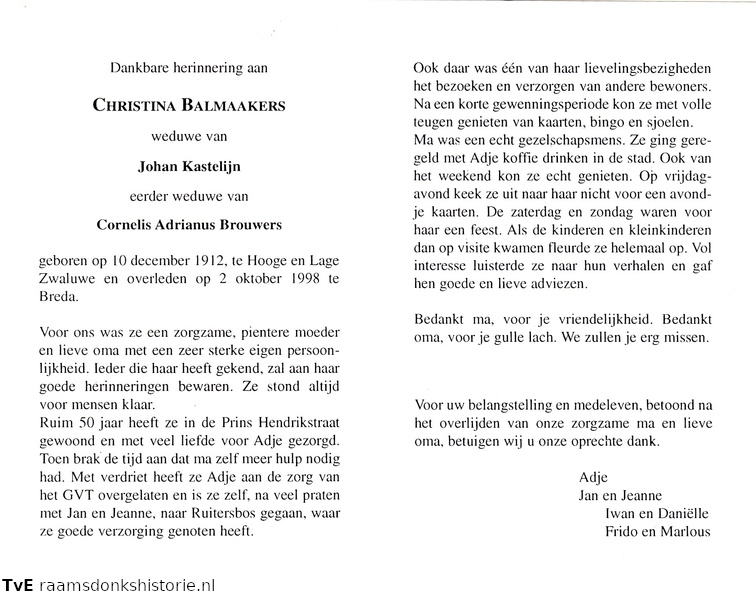 Christina Balmaakers Johan Kastelijn Cornelis Adrianus Brouwers