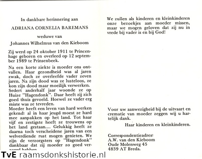 Adriana Cornelia Baremans Johannes Wilhelmus van den Kieboom