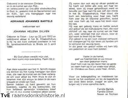 Adrianus Johannes Bartels Johanna Helena Dilven