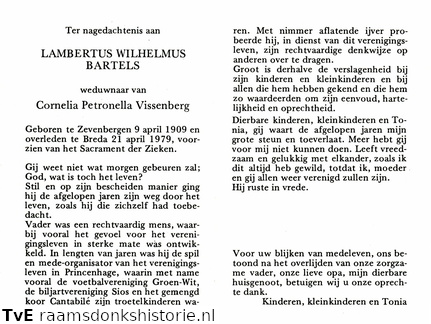Lambertus Wilhelmus Bartels Cornelia Petronella Vissenberg