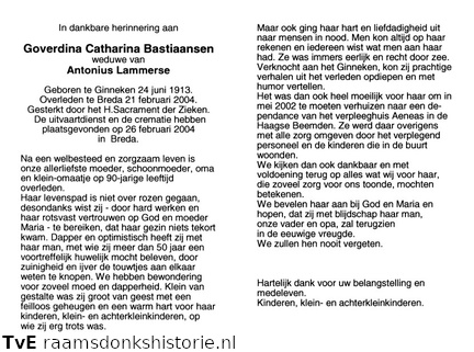 Goverdina Catharina Bastiaansen Antonius Lammerse