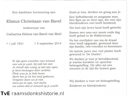 Elisius Christiaan van Bavel Catharina Helena van Meel