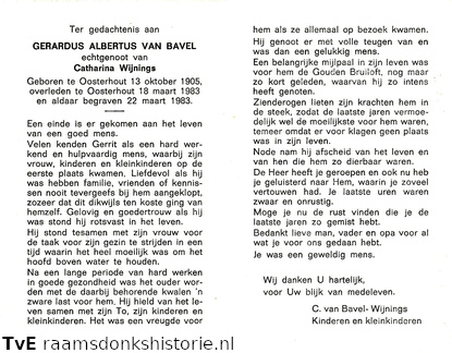 Gerardus Albertus van Bavel Catharina Wijnings