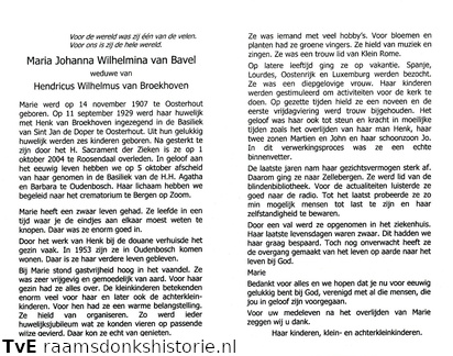 Maria Johanna Wilhelmina van Bavel Hendricus Wilhelmus van Broekhoven