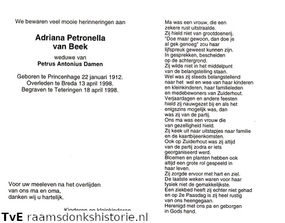 Adriana Petronella van Beek Petrus Antonius Damen