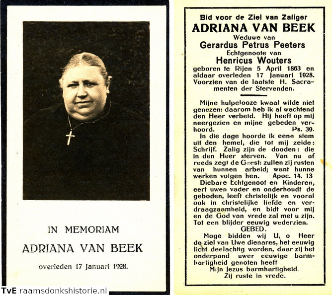 Adriana van Beek Henrcius Wouters Gerardus Petrus Peeters