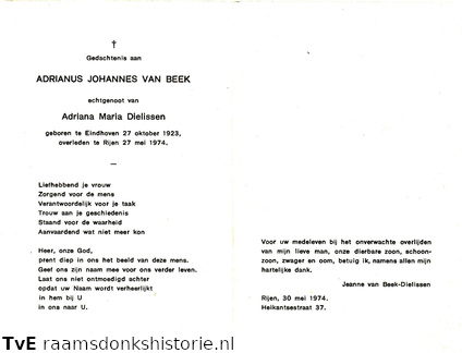 Adrianus Johannes van Beek Adriana Maria Dielissen