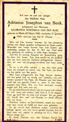 Adrianus Josephus van Beek Wilhelmina Petronella van den Bliek