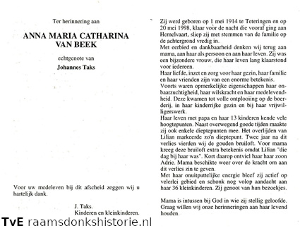 Anna Maria Catharina van Beek Johannes Taks