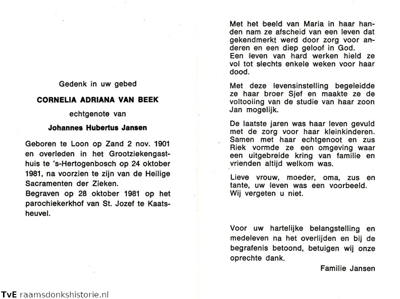 Cornelia Adriana van Beek Johannes Hubertus Jansen