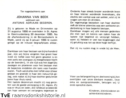 Johanna van Beek Antonie Adriaan Segeren