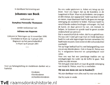 Johannes van Beek Dymphna Petronella Thomassen Adriana van Haperen