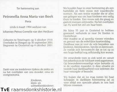Petronella Anna Maria van Beek Johannes Petrus Cornelis van den Heijkant