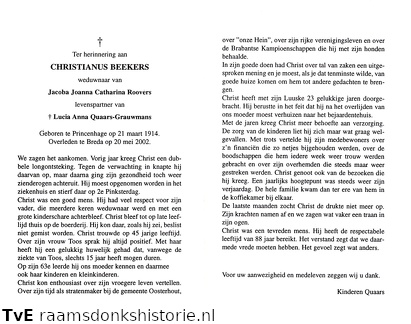 Christianus Beekers (vr, ovl) Lucia Anna Garuwmans Jacoba Johanna Catharina Roovers