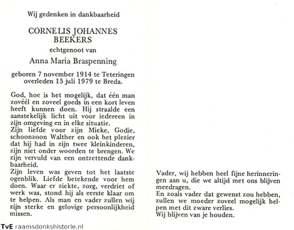 Cornelis Johannes Beekers Anna Maria Braspennings