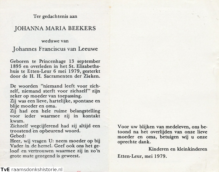 Johanna Maria Beekers Johannes Franciscus van Leeuwe