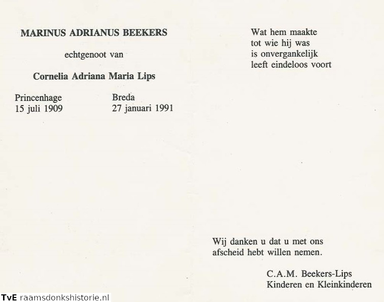 Marinus Adrianus Beekers Cornelia Adriana Maria Lips