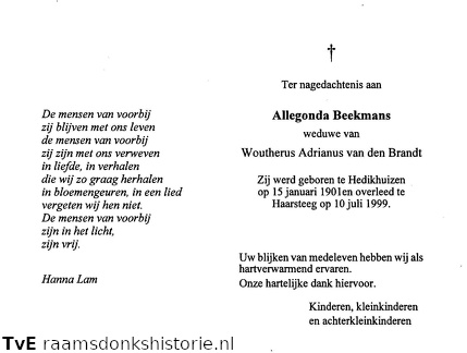 Allegonda Beekmans Woutherus Adrianus van den Brandt