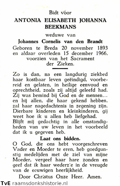 Antonia Elisabeth Johanna Beekmans Johannes Cornelis van den Brandt