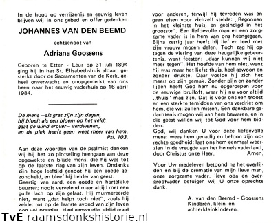 Johannes van den Beemd Adriana Goossens