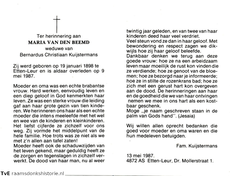 Maria van den Beemd Bernardus Christiaan Kuijstermans