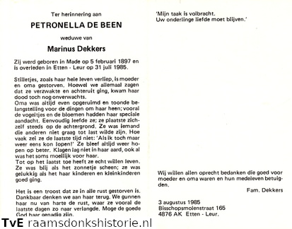 Petronella de Been Marinus Dekkers