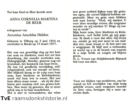 Anna Cornelia Martina de Beer Antonius Arnoldus Didden