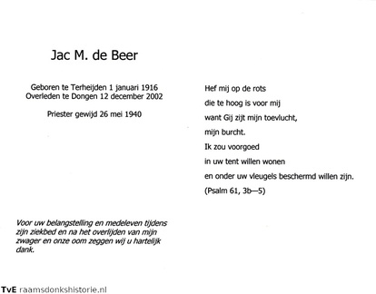 Jacques Marie de Beer priester o.a. aan de hbs