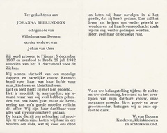 Johanna Beerendonk Wilhelmus van Dooren  Johan van Oers