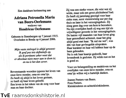 Adriana Petronella Maria van Beers Hendricus Oerlemans