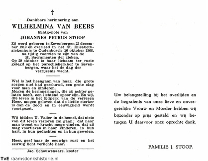 Wilhelmina van Beers Johannes Petrus Stoop