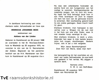 Henricus Johannes Beex Adriana van der Linden