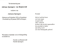 Adriana van Beijsterveld Adrianus Sprangers