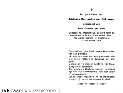 Adrianus Bernardus van Bekhoven Anna Cornelia van Meer