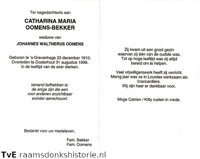 Catharina Maria Bekker Johannes Waltherus Oomens