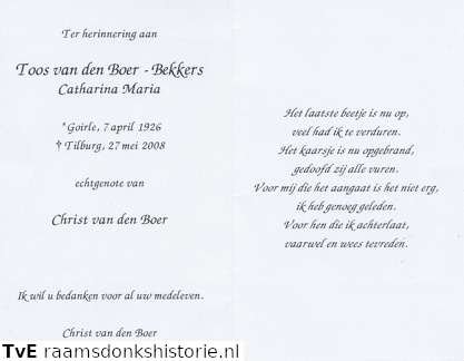 Catharina Maria Bekkers Christ van den Boer